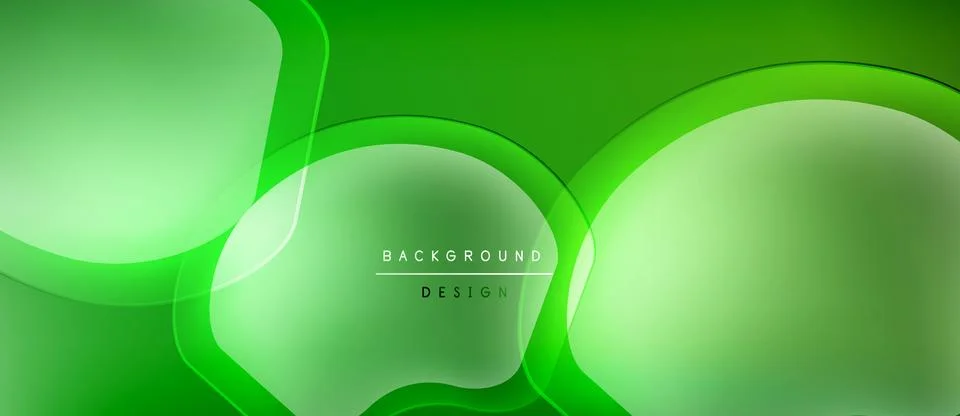 Abstract green background. Overlapping fluid shapes create dynamic composition. Stock Illustration