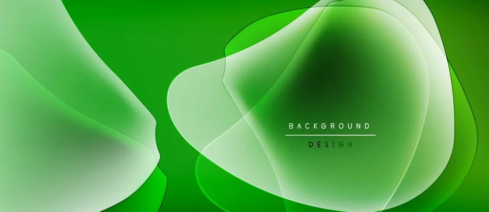 Abstract green background. Overlapping fluid shapes create dynamic visual Stock Illustration
