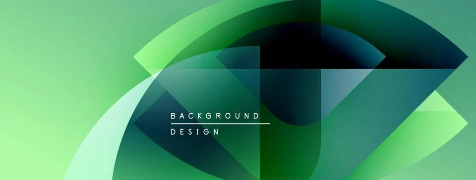 Abstract green background. Overlapping shapes create dynamic visual effect. Stock Illustration