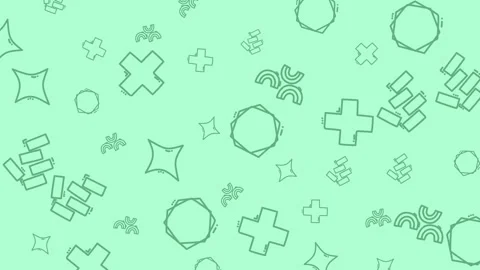 Abstract green background with scattered doodle shapes and symbols Stock Footage 336436812