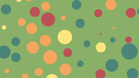 Abstract green background scattered with multicolored circles of varying size Stock Illustration