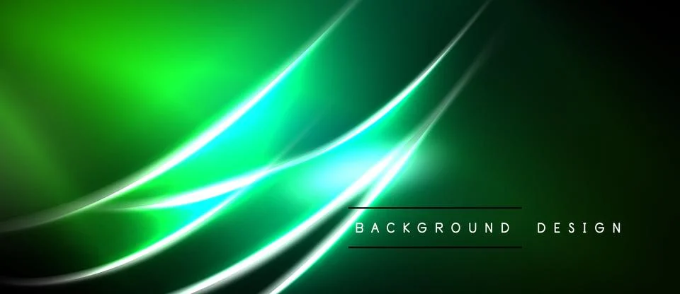 Abstract green background. Smooth flowing lines create dynamic visual effect. Stock Illustration