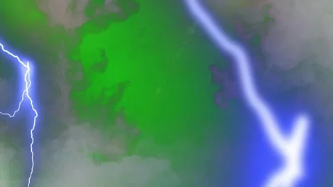 Abstract green background with soft clouds and lightning bolt overlay effect Stock Footage 343909363