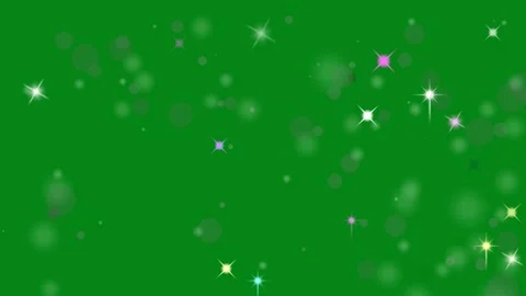 Abstract green background with sparkling stars and soft glowing bokeh lights Stockbeeldmateriaal 344330343
