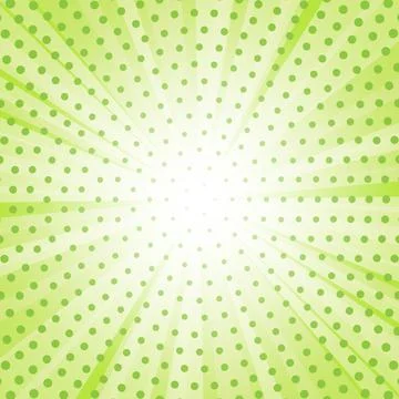 Abstract green background with sun ray and dots. Summer vector illustration Stock Illustration