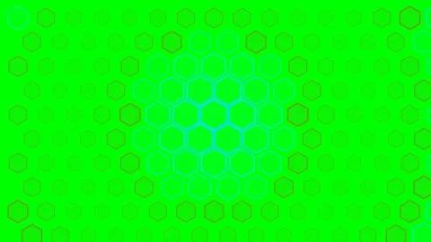 Abstract green background with a symmetrical pattern of glowing hexagons Video stock 341822651