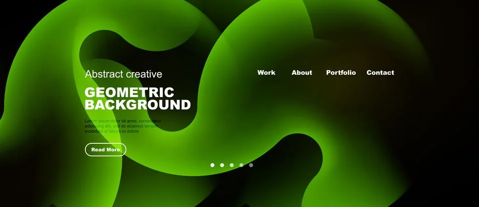 Abstract green background with text elements. Modern design features flowing Stock Illustration