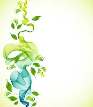 Abstract green background with wave and drops Stock Illustration