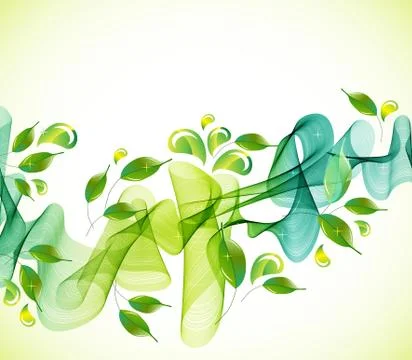 Abstract green background with wave and drops Stock Illustration