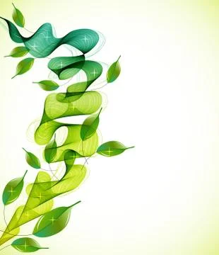 Abstract green background with wave and drops Stock Illustration