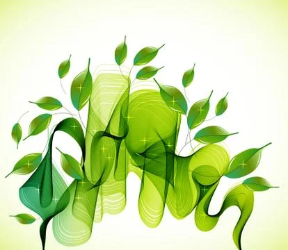 Abstract green background with wave and drops Stock Illustration
