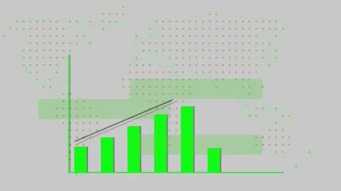 Abstract green bar graph animated on a light background with dotted grid li.. Stock Footage 259766853