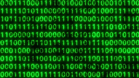 Abstract green binary code on black. Changing program code from zero and one. Stock Footage 168951316