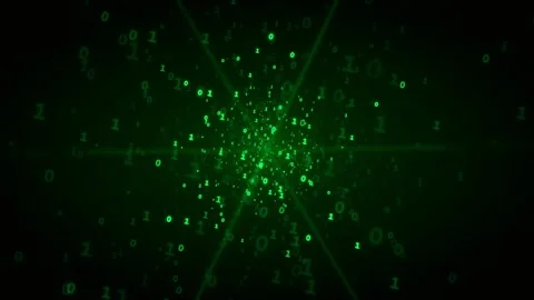 Abstract Green Binary Code Data Stream Flowing Through Dark Digital Space Stock Footage 336772779