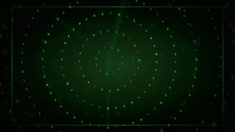 Abstract Green Binary Code Data Stream Rotating in a Circular Digital Matrix Stock Footage 339326239