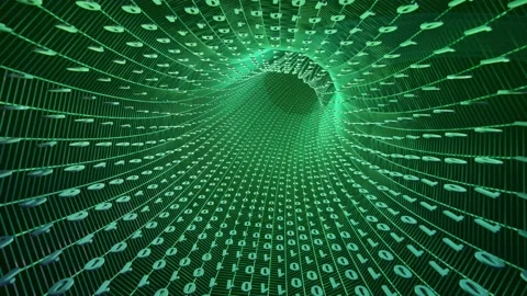 Abstract green binary tunnel. 3D rendered looping animation Stock Footage 220196959
