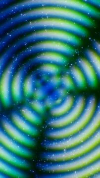 Abstract green blue concentric glowing halftone circle tunnel Stock-Illustration