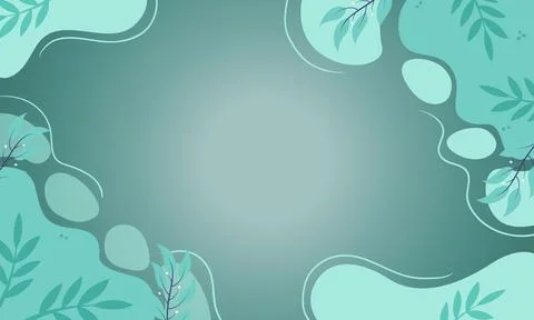 Abstract green botanical background with fluid organic shapes and leaves. Иллюстрация