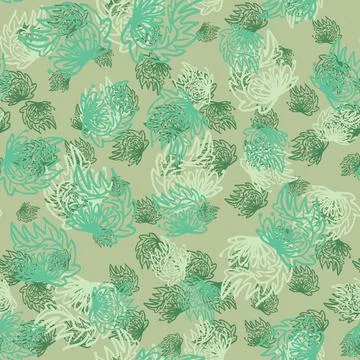 Abstract green botanical seamless vector pattern Stock Illustration