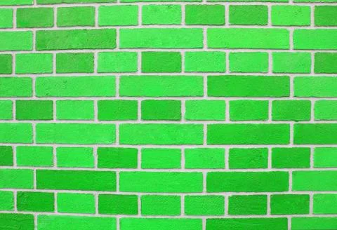 Abstract green brick wall texture depicting in paint colors on an old brick wall Stock Photos