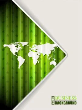 Abstract green brochure with world map Stock Illustration