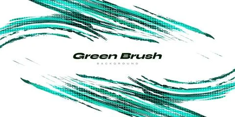 Abstract Green Brush Background with Halftone Effect Illustrazione stock