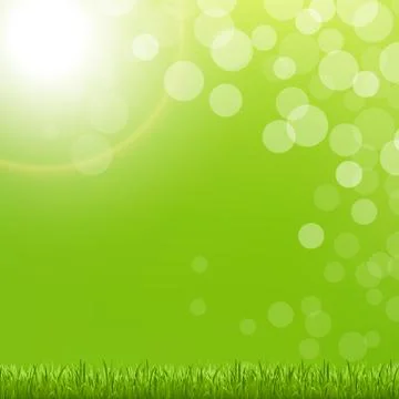 Abstract green bubble with grass and sun Stock Illustration