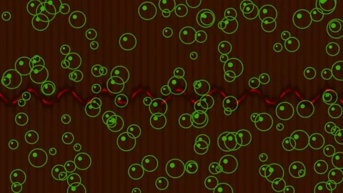 Abstract Green Bubbles Pattern Flowing on Deep Red Textured Background Loop Stock Footage 337497756