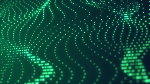 Abstract Green cg motion waving texture with glowing defocused particles Stock Footage 112233845
