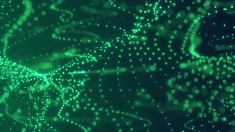 Abstract Green cg motion waving texture with glowing defocused particles Stock Footage 112233857