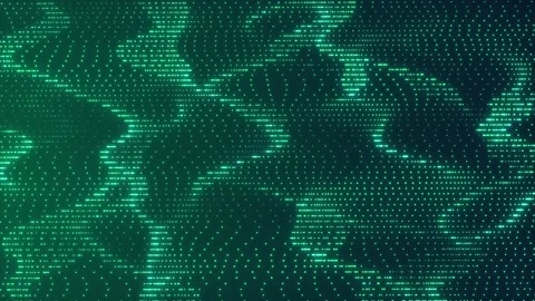 Abstract Green cg motion waving texture with glowing defocused particles Stock Footage 112233883