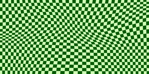 Abstract green checkered pattern with a distorted wavy liquid effect Stock Illustration
