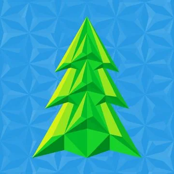 Abstract green christmas tree on blue Stock Illustration