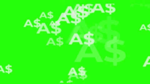 Abstract green chroma key background with animated Australian Dollar currency Stock Footage 321904707