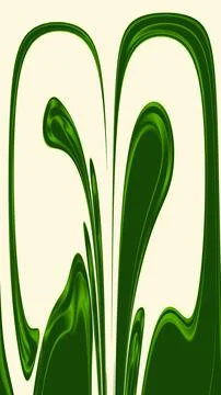 Abstract Green Chrome Liquid Fluid Shapes on Off-White Background Stock Illustration