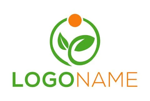 Abstract green circle leaf organic nature with orange dot concept logo design	 Stock Illustration