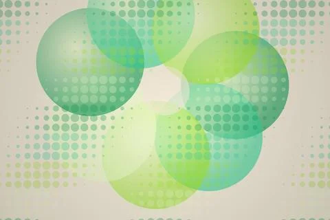 Abstract green circles with dotted pattern on pastel background Stock Illustration