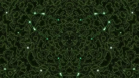 Abstract Green Circuit Board Pattern with Glowing Lights Stock Footage 332187736