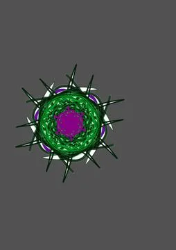 Abstract Green Circular Energy Pattern with Spiky Geometric Forms on green Back Stock Illustration