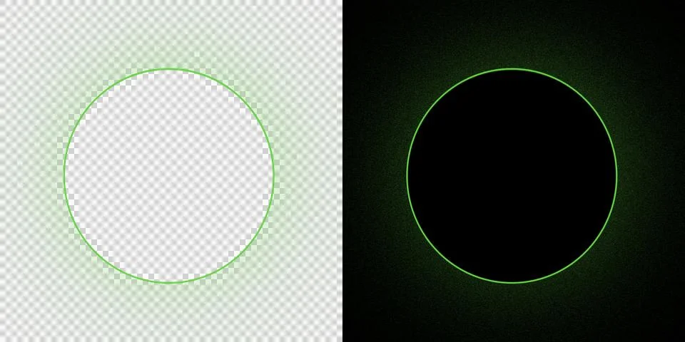 Abstract Green Circular Glow Ring Overlay Isolated on Transparent Background PNG Stock Illustration