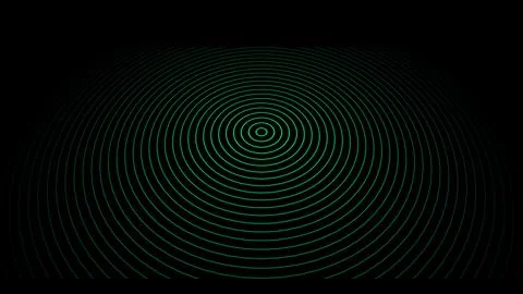 Abstract green circular lines animation background, ripple effect on dark s.. Illustrazione stock