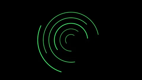 Abstract green circular lines growing on black background with subtle camer.. Stock Footage 340947611