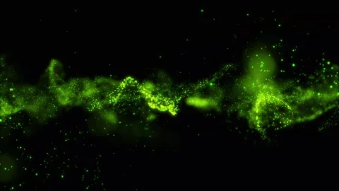 Abstract green clean, soft, shiny and blurred particle moving on black back.. Stock Footage 295194103