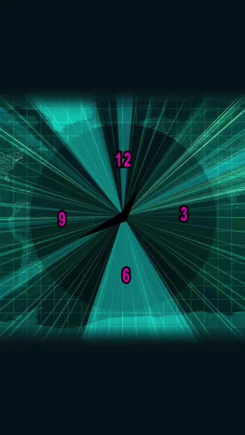 Abstract green clock face with radiating lines and numbers on dark backgrou.. Stock Footage 344733027