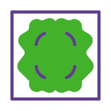 Abstract Green Cloud Shape with Purple Accents within a Square Frame Stock Illustration