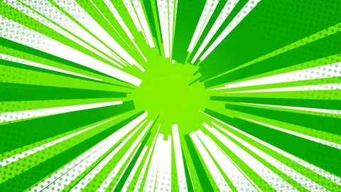 Abstract Green Comic Book Background Animation with Radial Lines and Halfto.. Stock Footage 336619814