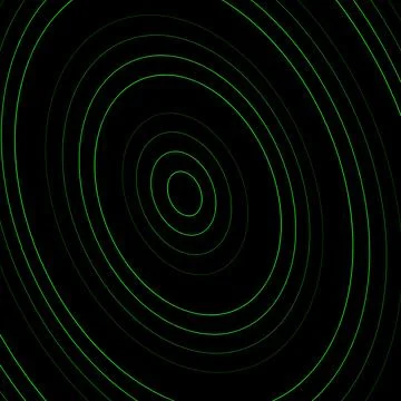 Abstract Green Concentric Circles on Black Background - Neon Elliptical Lines 스톡 일러스트