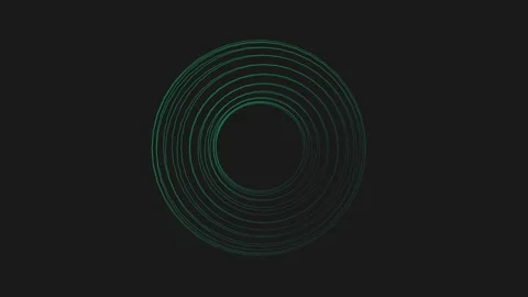 Abstract green concentric circles rotating in motion against dark minimal b.. Video stock 342431471