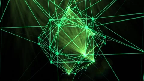 Abstract Green Construction With Shining Flares On The Black Background Stock Footage 145094364