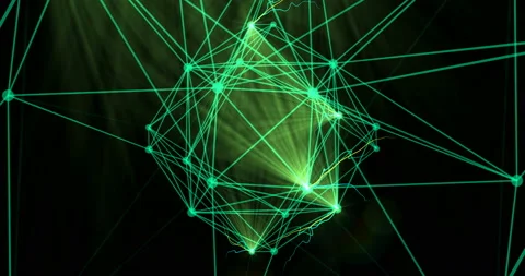 Abstract Green Construction With Shining Flares On The Black Background Stock Footage 145143348